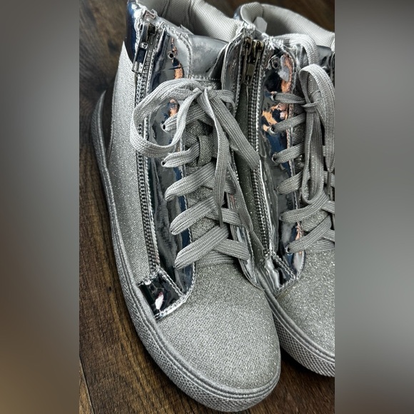 Lauren Lorraine Skippy Silver Glitter High-Top Sneakers – Size 10 - Picture 8 of 10